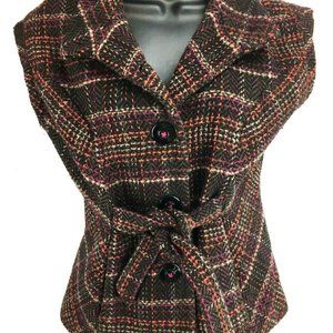 CAbi Jacket Vest S Wool Sleeveless Button Down Tie